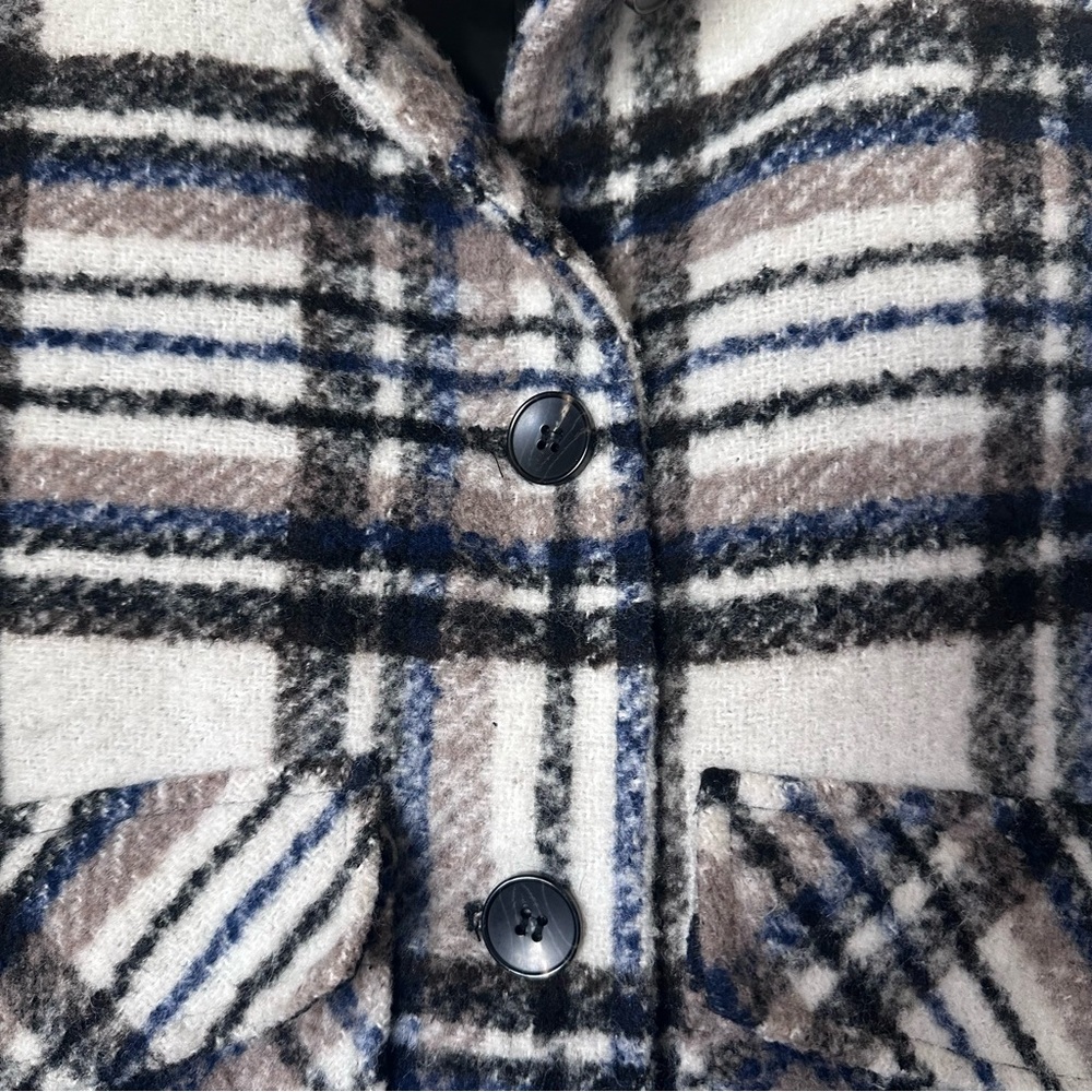 AVEC LES FILLES Womens Brushed Plaid Oversized Jacket Sz XS - Picture 6 of 16